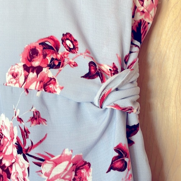 B DARLIN Spaghetti Strap Floral Blue Pink White Dress 5/6 Women’s - Picture 4 of 11